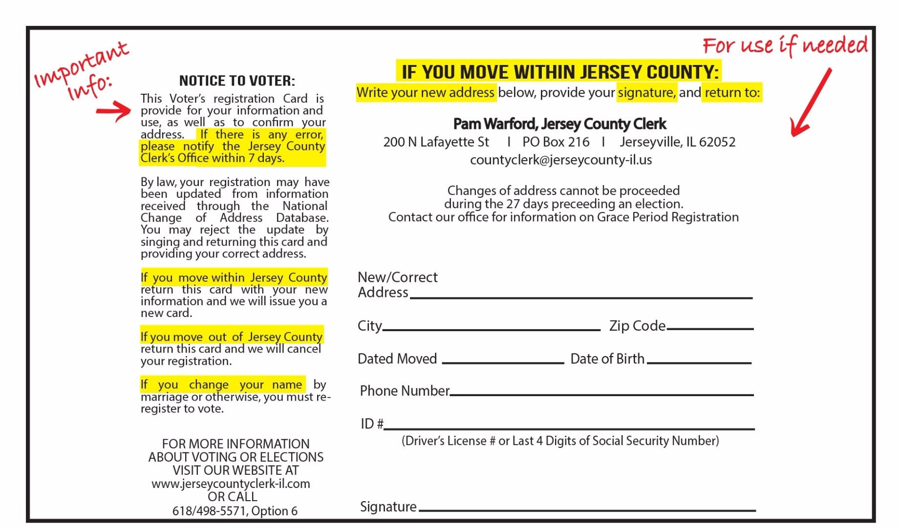 Voter Registration Card Jersey County Clerk